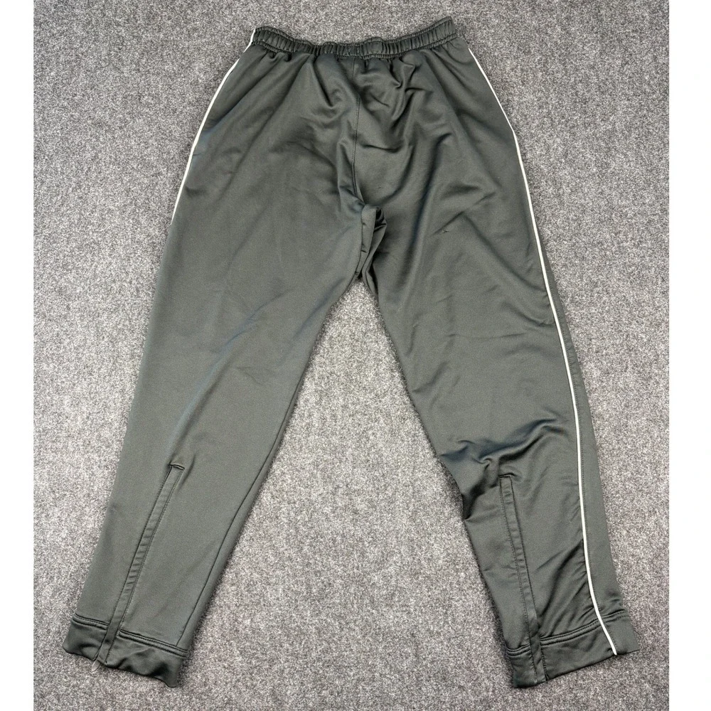 Nike Team Fit Dry Track Pants Mens Small Gray White Stripe Ankle Zip Athletic